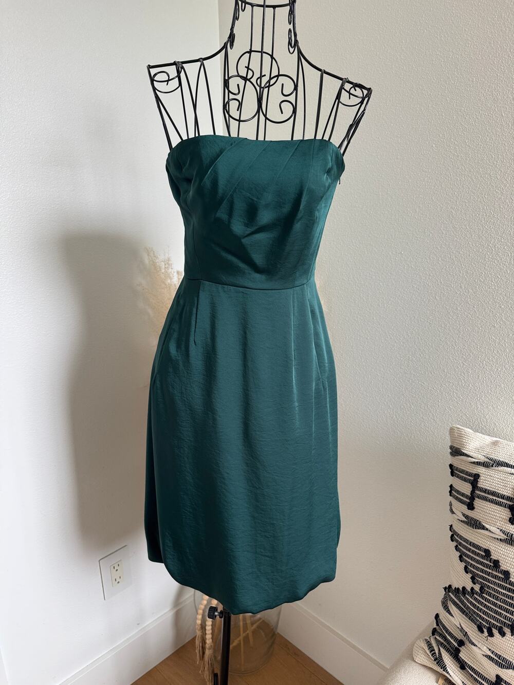 Banana Republic Vtg Emerald Green Strapless Bubble Hem Cocktail Dress Y2K